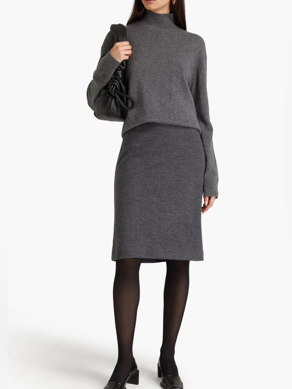 Vince Mélange Wool Pencil Skirt XL Charcoal Gray Side Zip 100% Wool